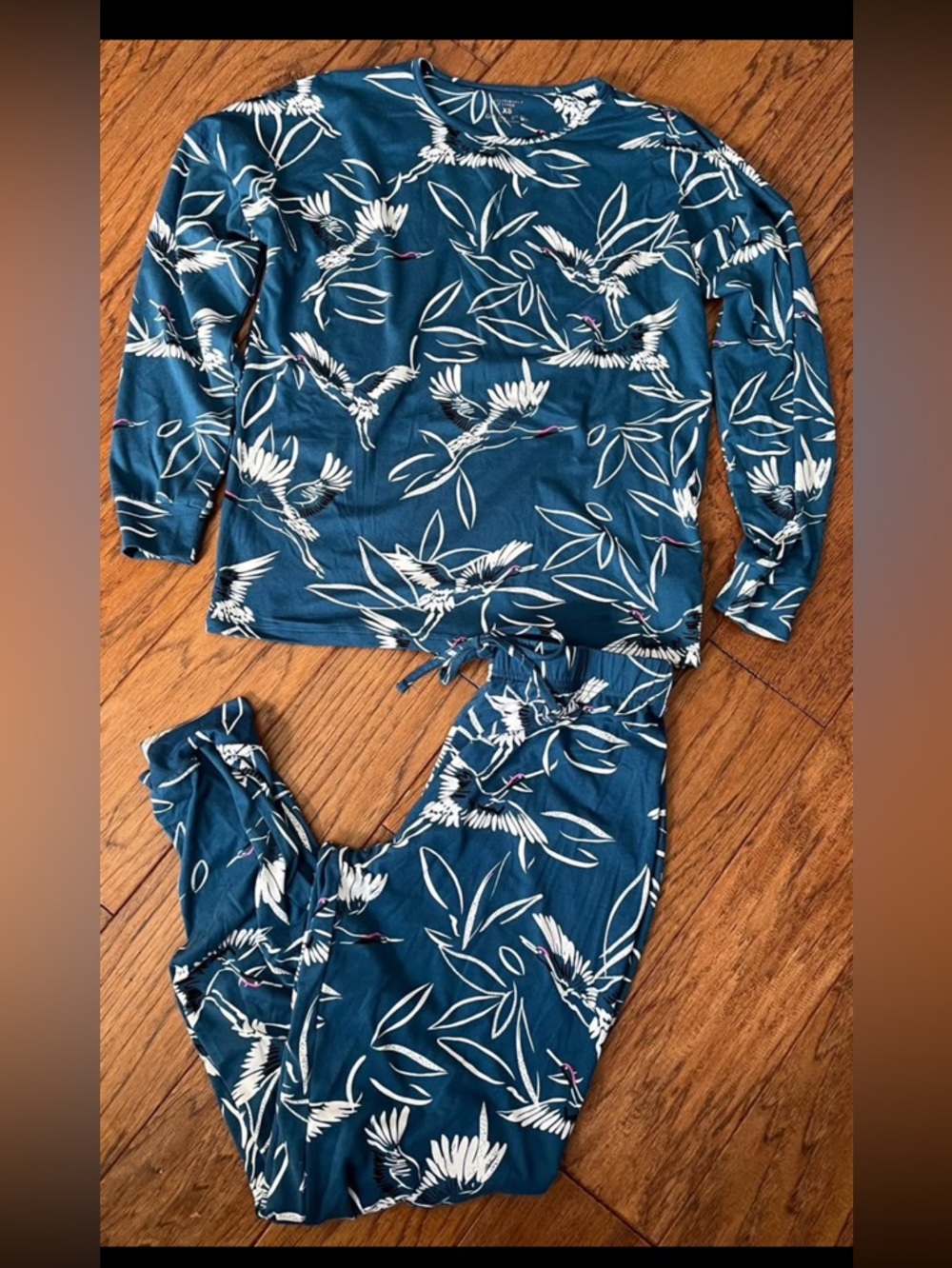 Primark Teal Blue Crane Print Women's Pajama Set